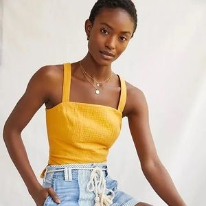 Anthropologie Smocked TieBack Tank top